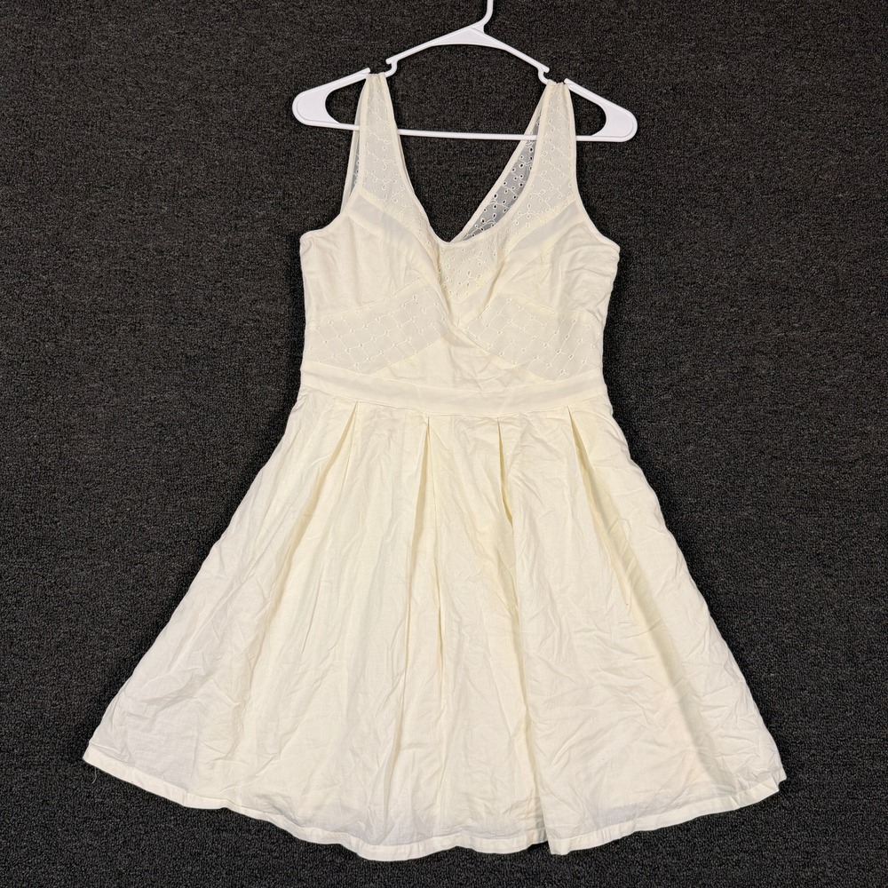 American Eagle Cream Eyelet Embroidered Fit and Flare Mini Dress Size 6 Ivory